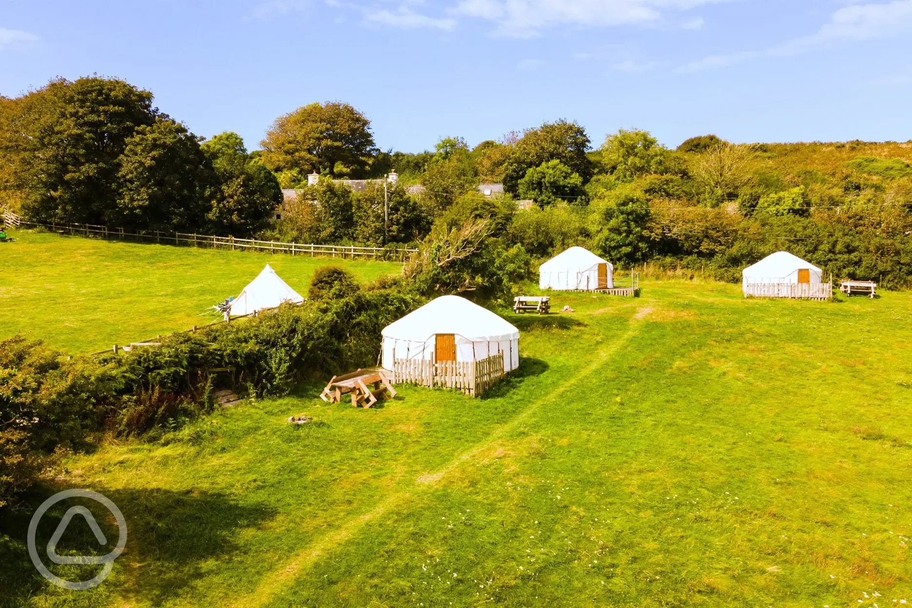 Aerial of the yurts