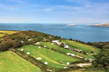Aerial of the campsite and coast
