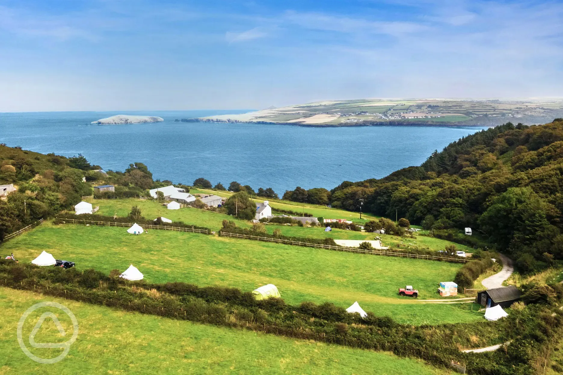 Aerial of the campsite and coast