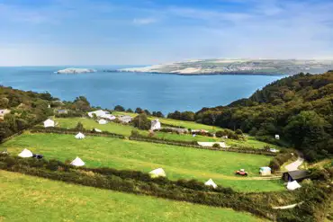 Aerial of the campsite and coast