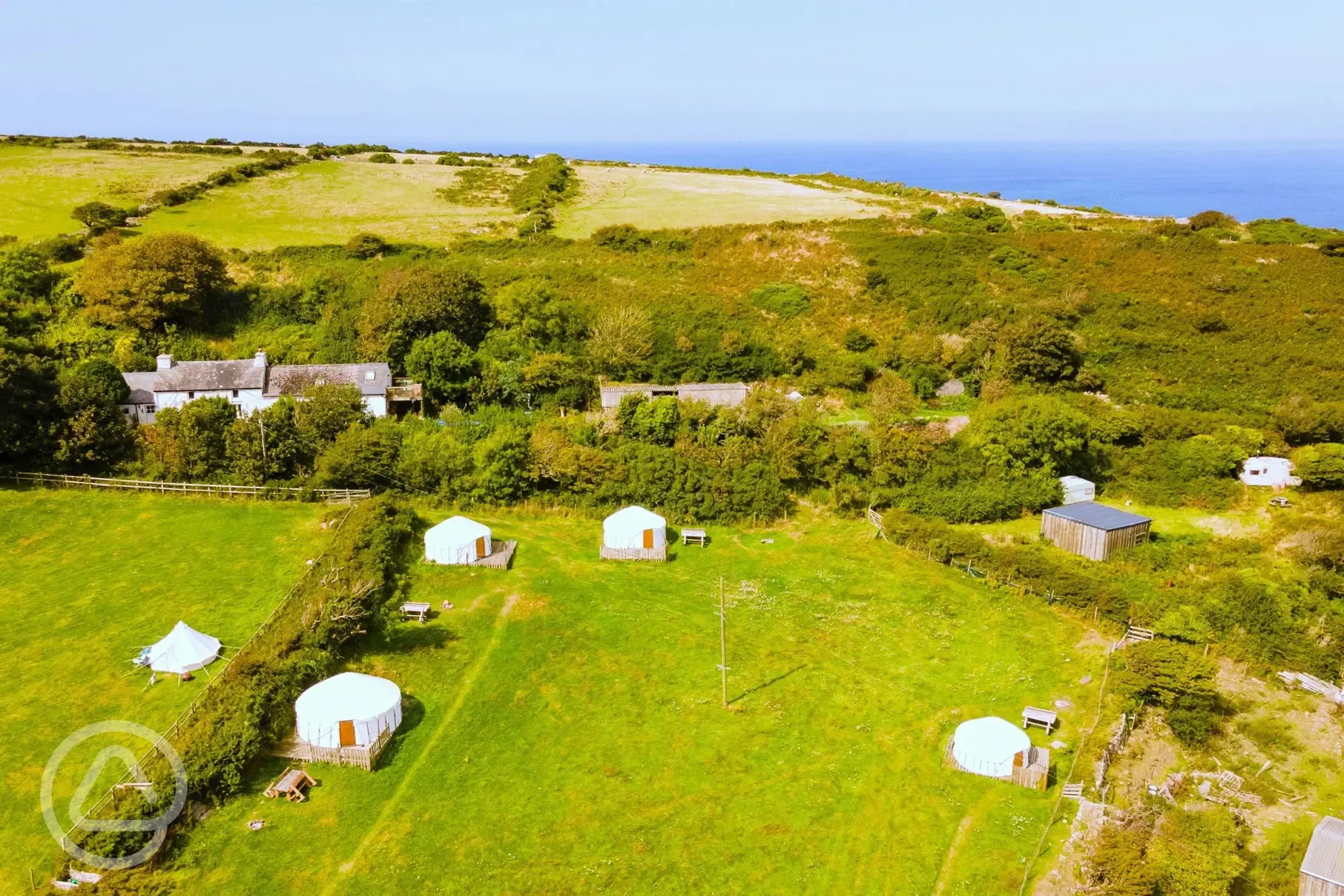 Aerial of the yurts