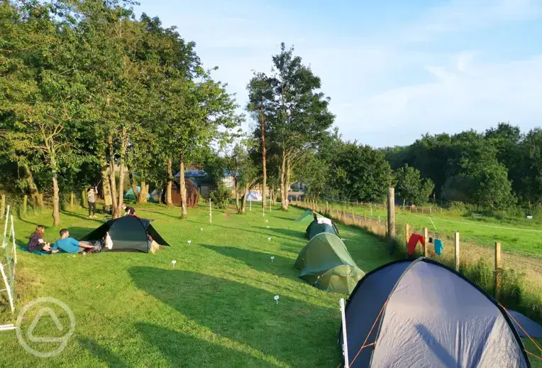 Non electric grass tent pitches, great for backpackers and cyclists