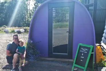 The Purple Pod reception and shop