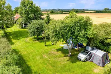 Non electric grass solo pitches set under the shade of trees