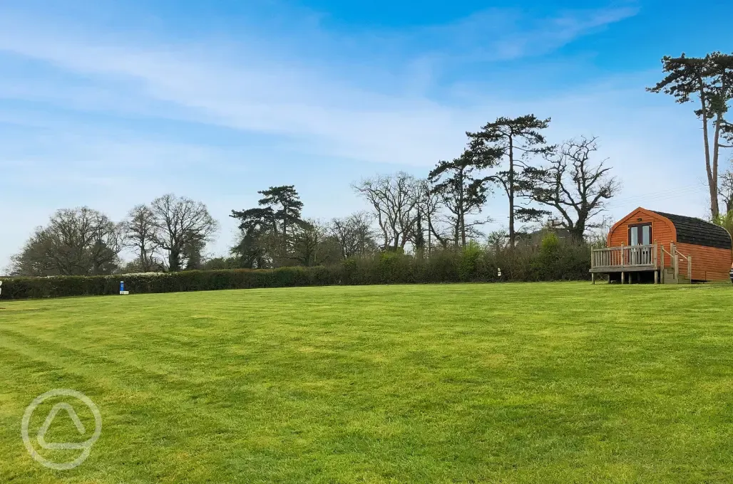 Glamping arch and electric grass pitches