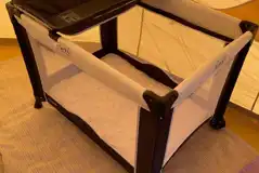 Cot inside the bell tent