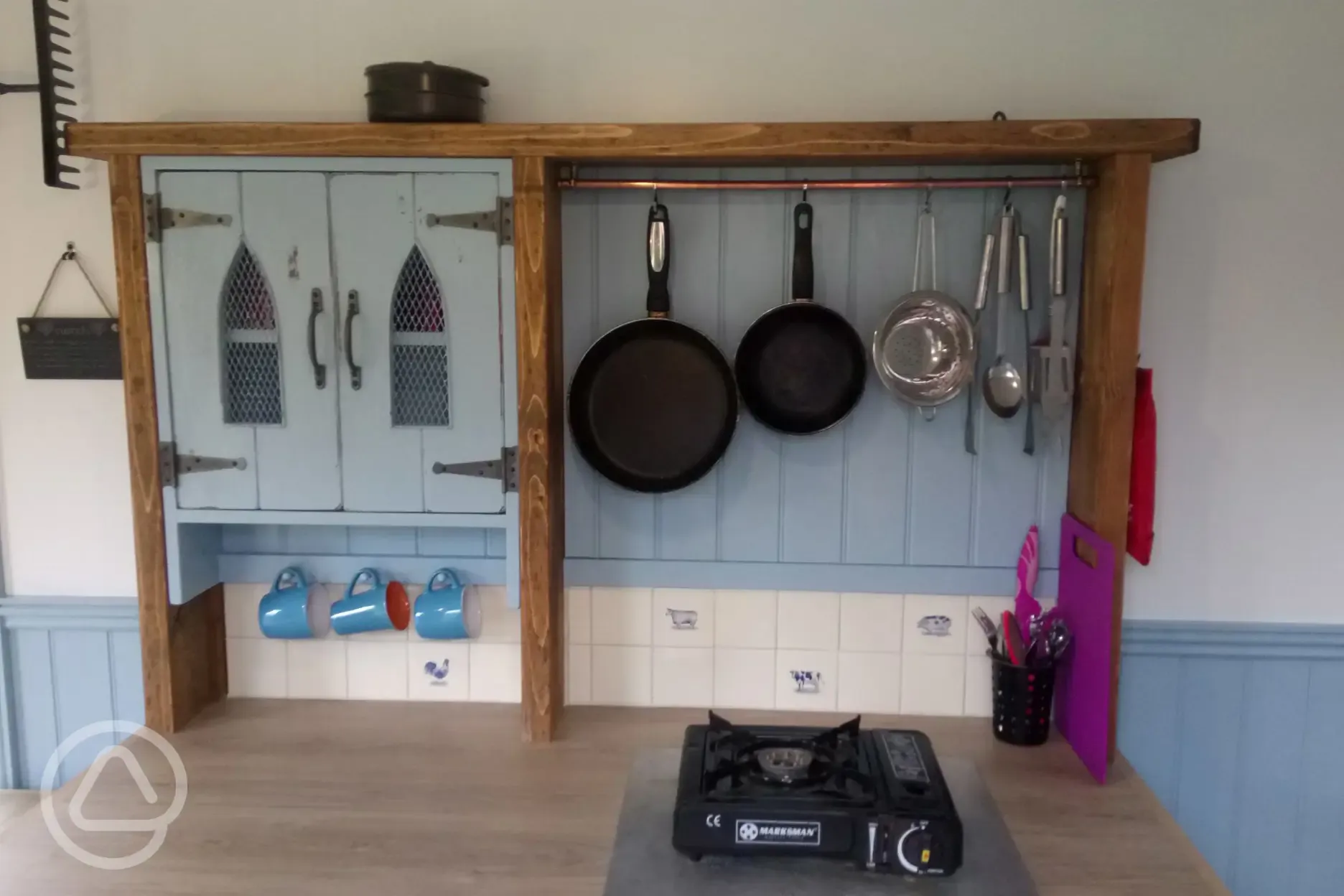 Boutique bell tent's shepherd's hut interior