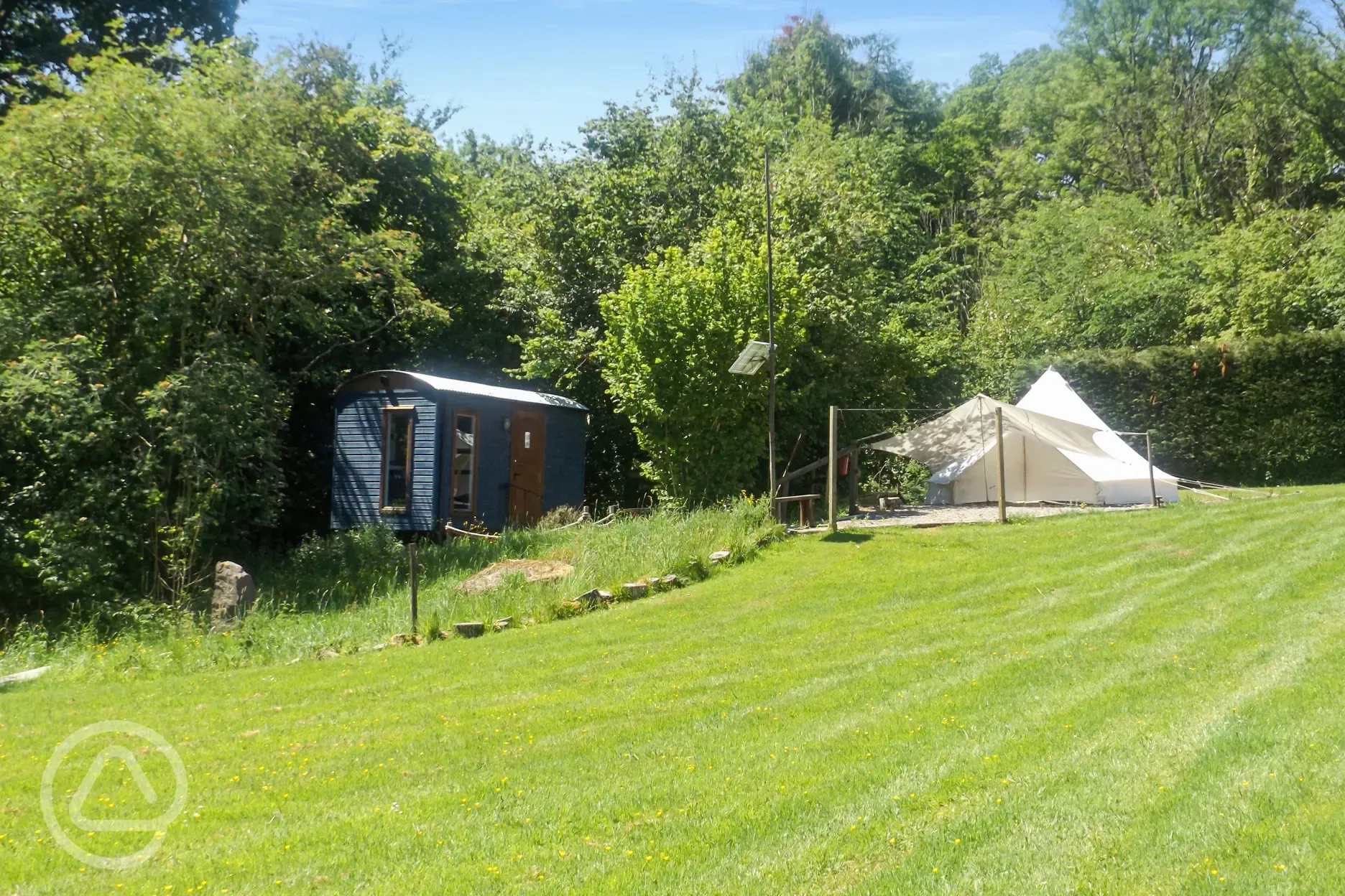 Boutique bell tent and shepherd's hut