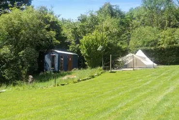 Boutique bell tent and shepherd's hut