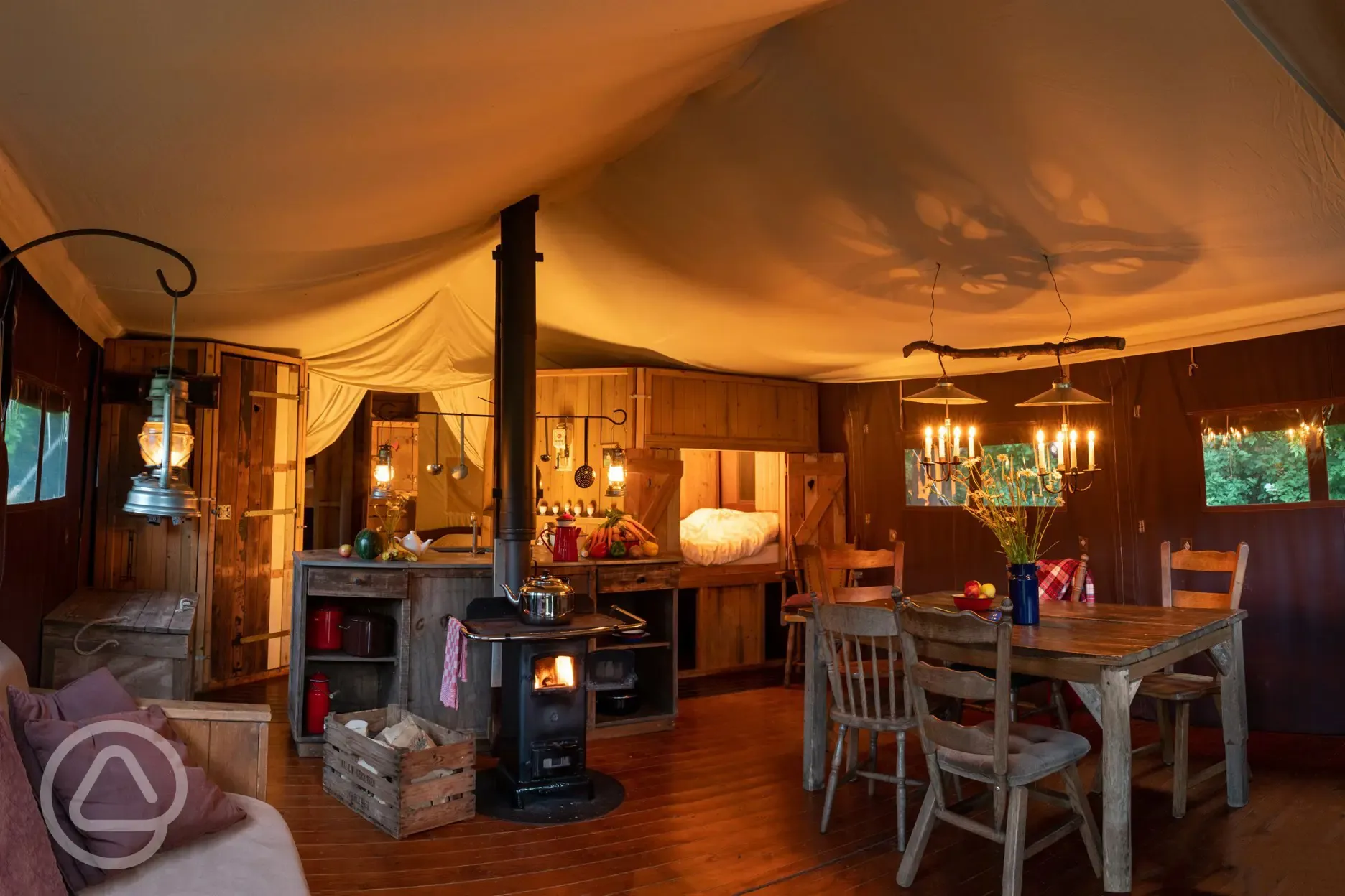 Inside safari tents