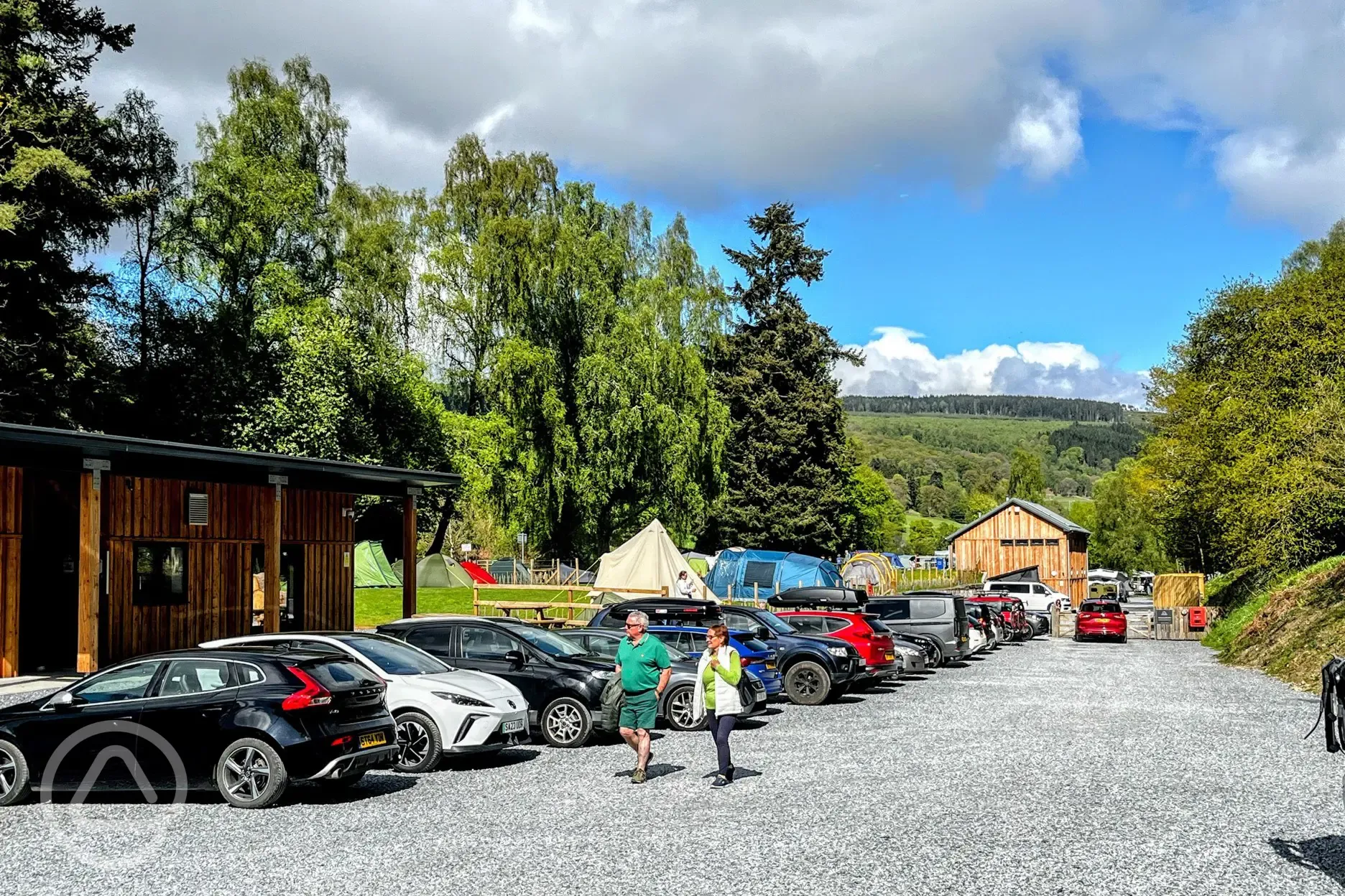 Reception car park tent pitches