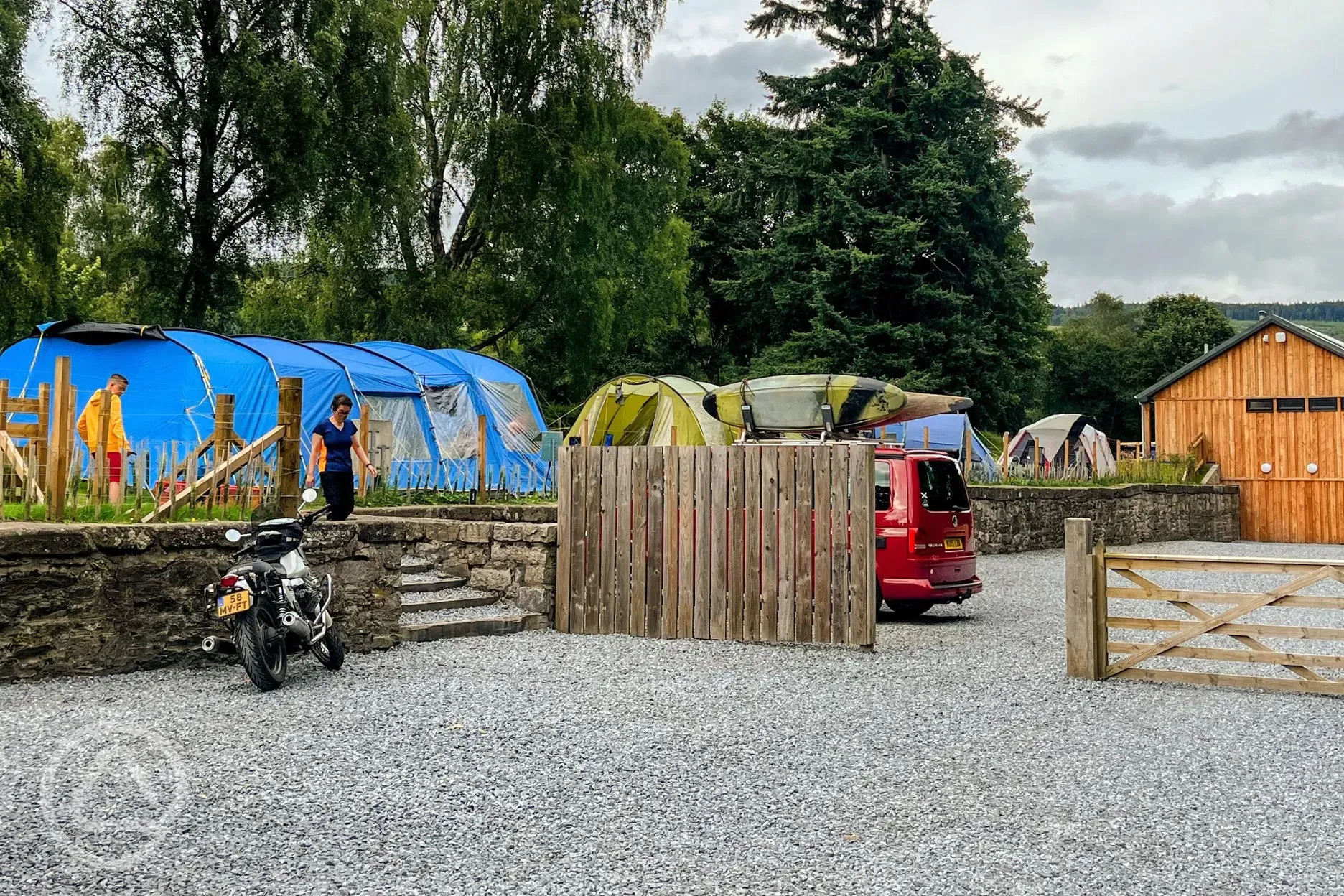 Car park and pitches