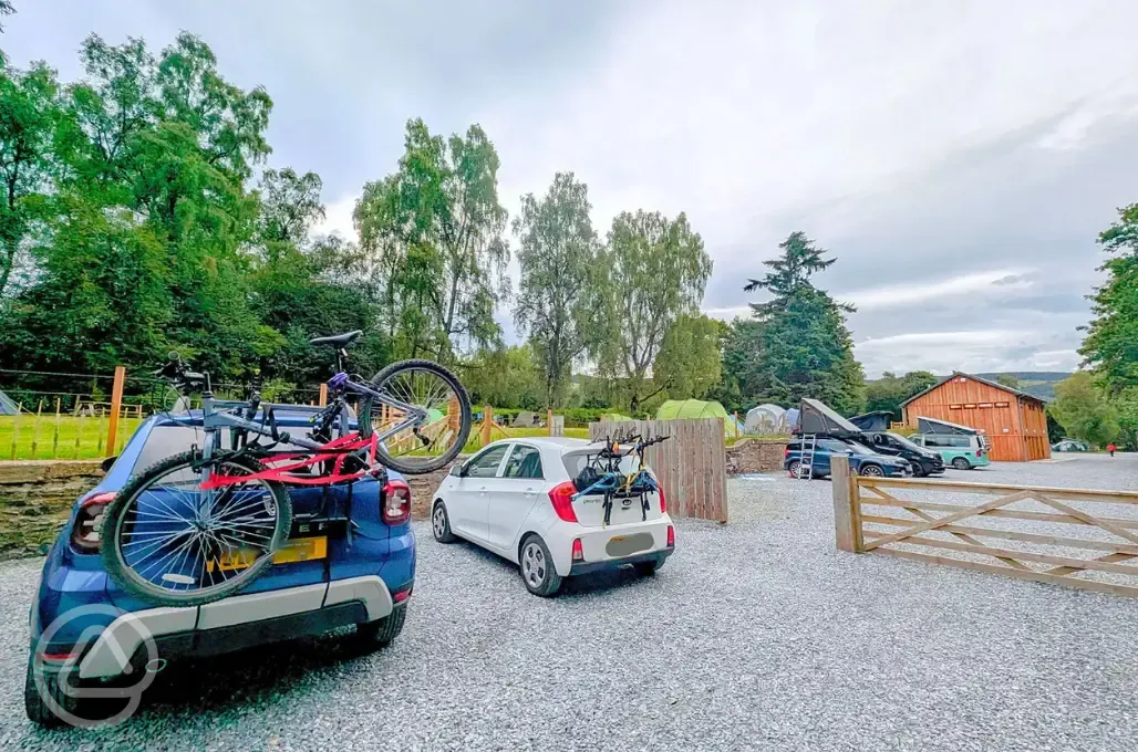 Car park for tents and small basic pitches after the gate