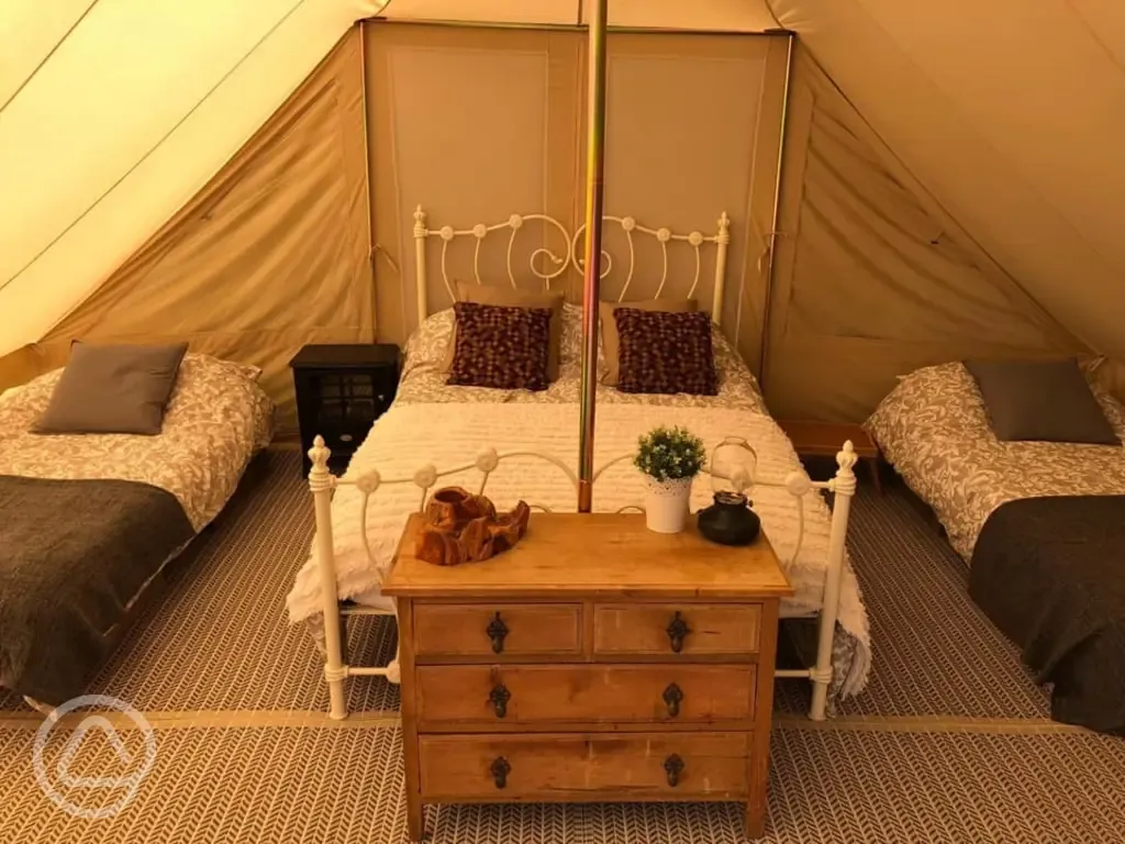 Safari bell tent interior