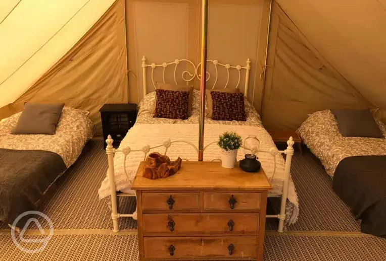 Safari bell tent interior