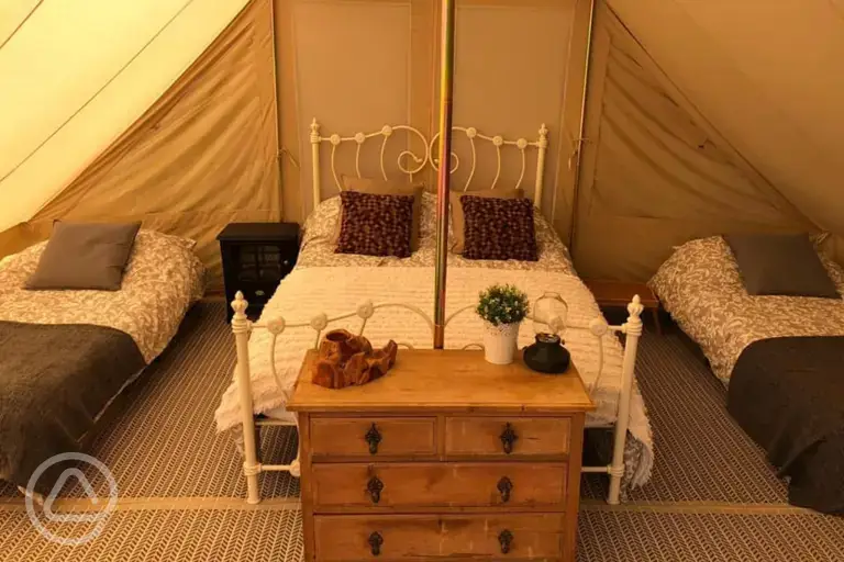 Safari bell tent interior