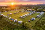 Aerial of Llwyn Bugeilydd at sunset