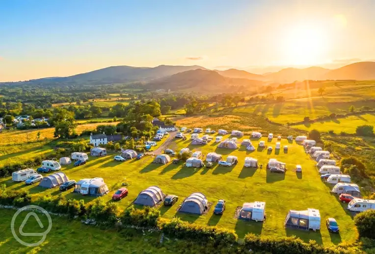Aerial of Llwyn Bugeilydd in the Gwynedd countryside
