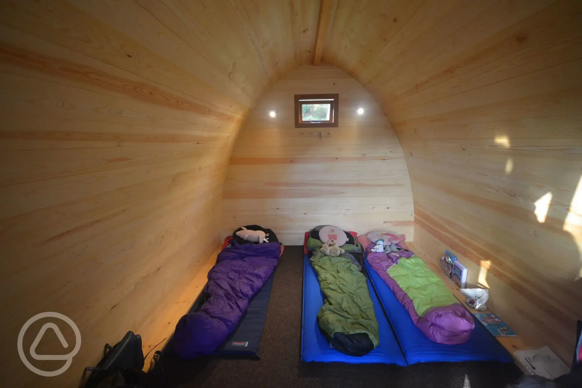 Inside camping pod
