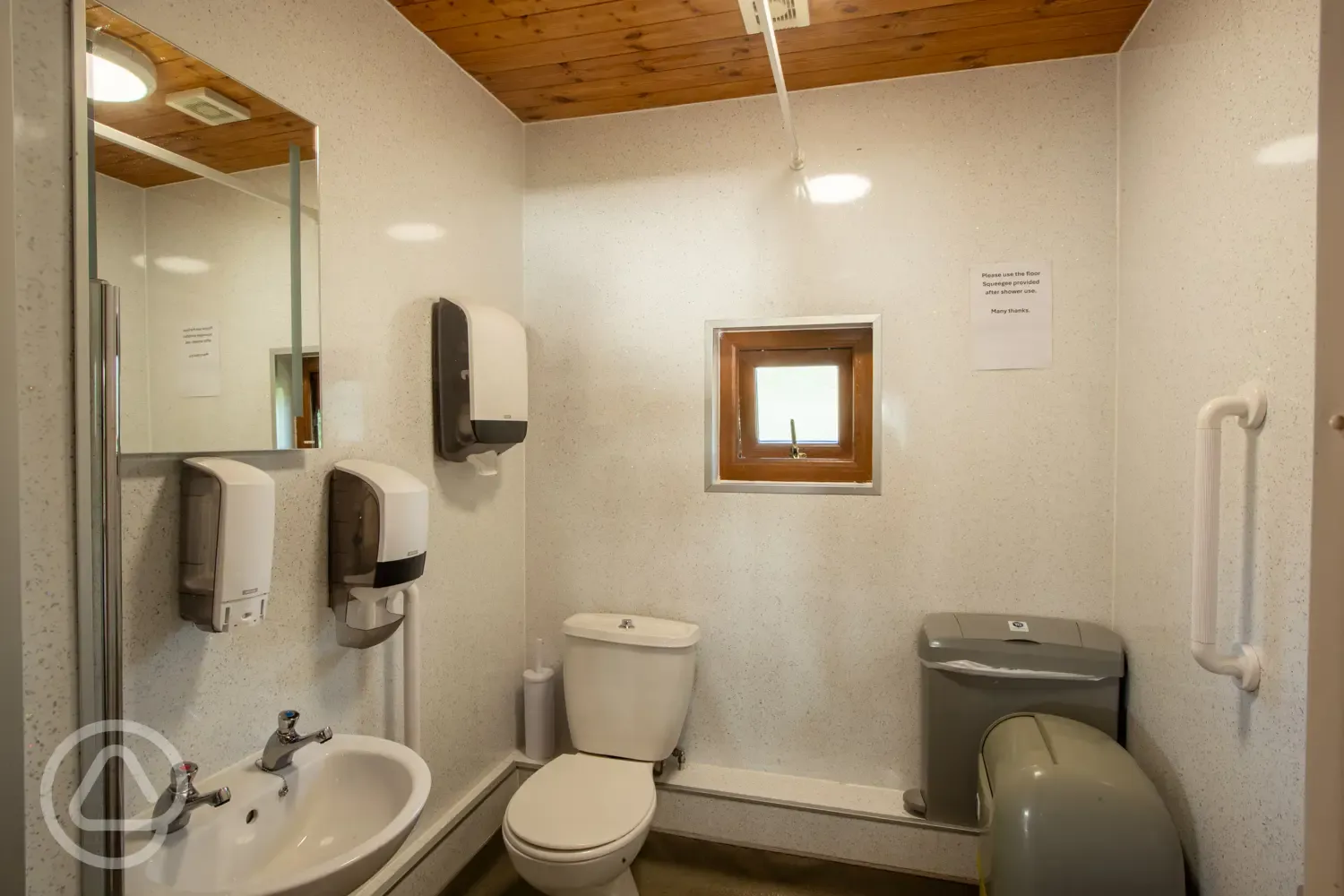 Accessible bathroom with grab rails