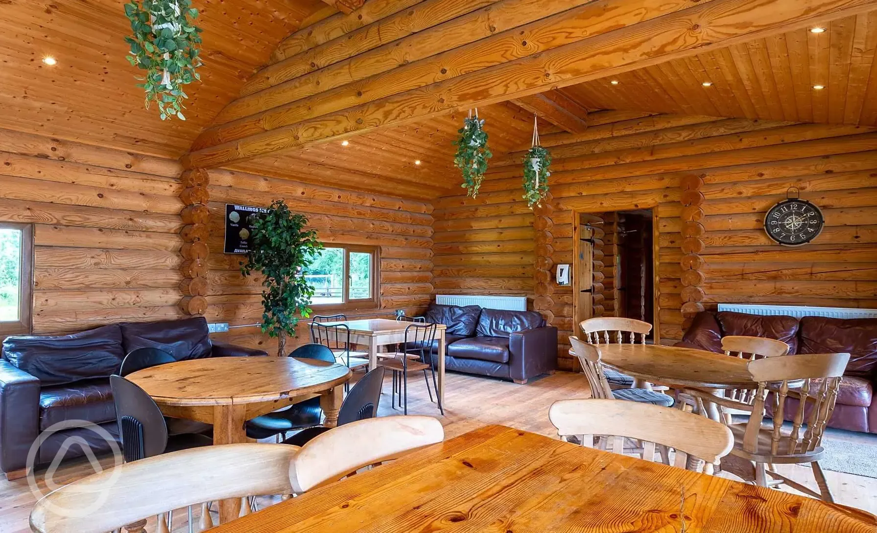 Communal indoor seating area