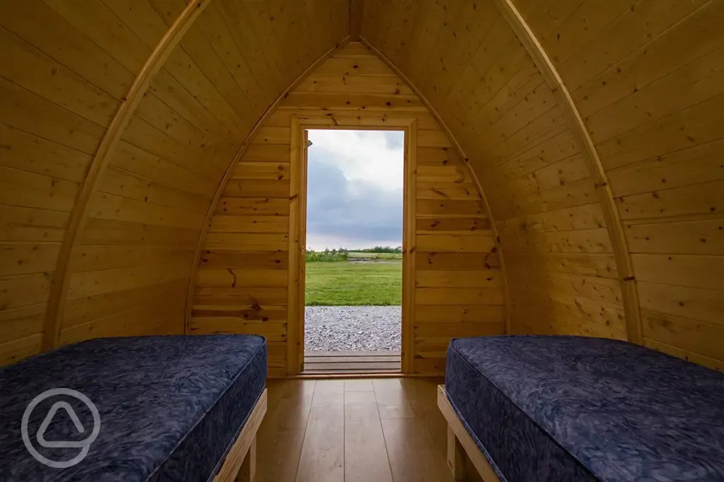 View from inside camping pod 