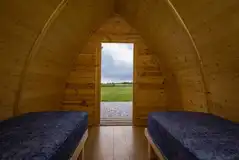 View from inside camping pod 