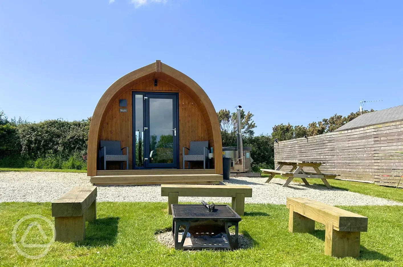 Maple pod with wood-fired hot tub