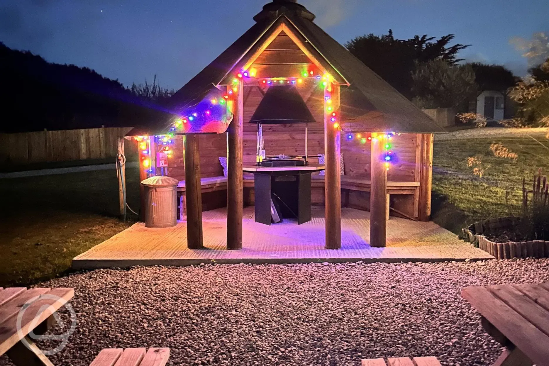 BBQ Hut at night