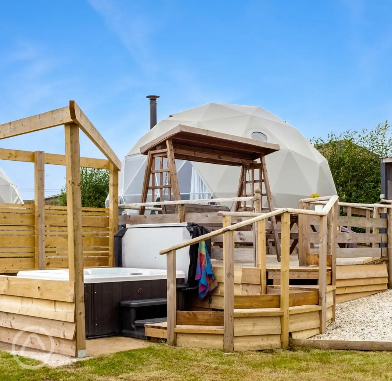 Glamping dome and hot tub