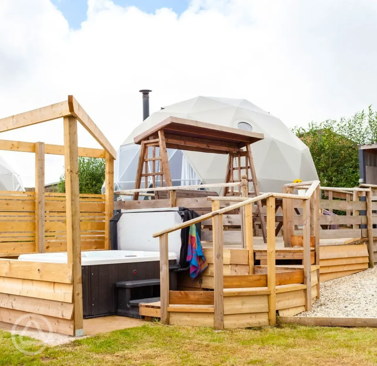 Glamping dome and hot tub