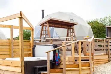 Glamping dome and hot tub