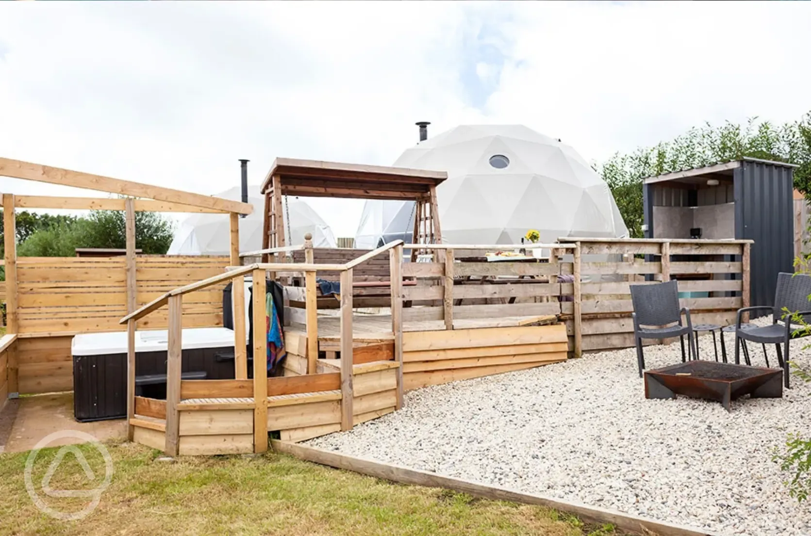 Glamping dome and hot tub