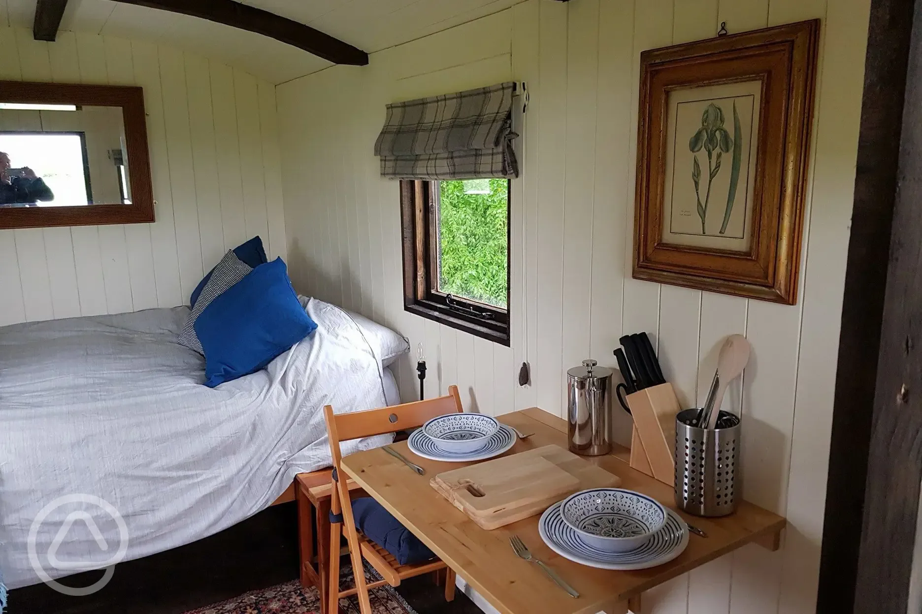 Shepherd's hut interior