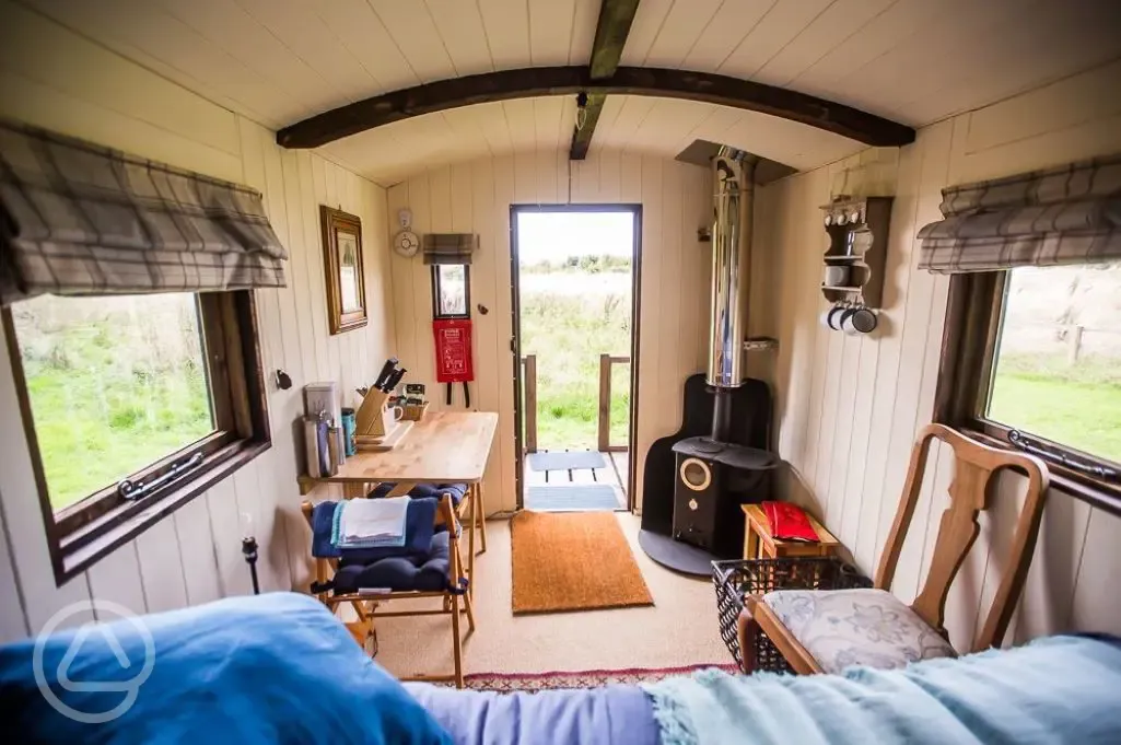 Shepherd's hut interior