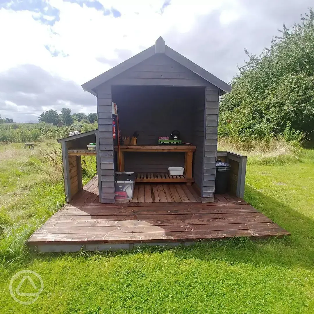 The garden yurt outdoor kitchen area