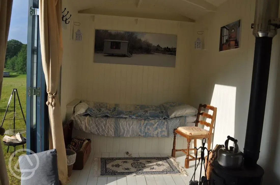 Lola the shepherd's hut interior 