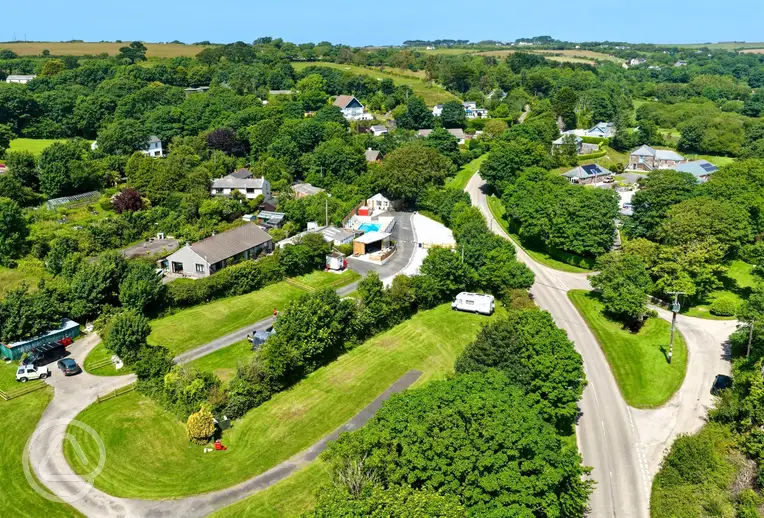 Aerial view of Cambrose Camping and Touring