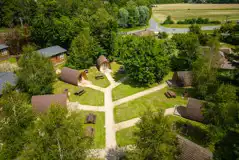 Aerial of the camping mega pods (four persons) Aerial of the camping mega pods (four persons)