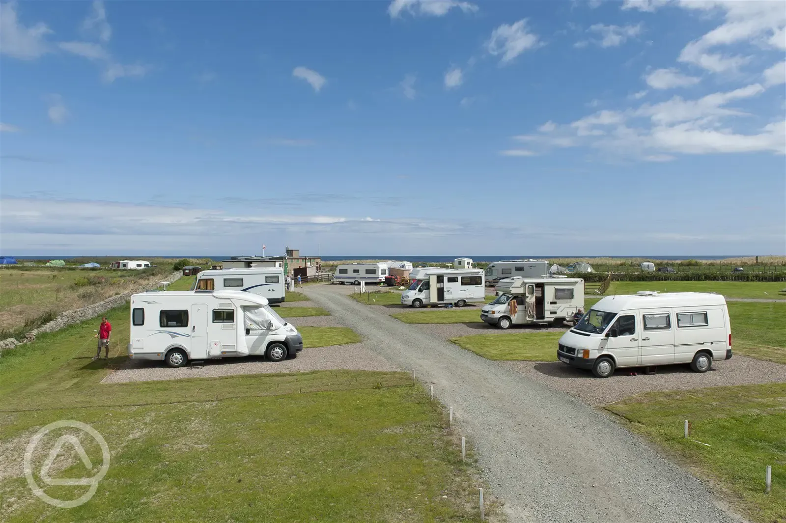 Hardstanding pitches at Beadnell Bay Club Campsite