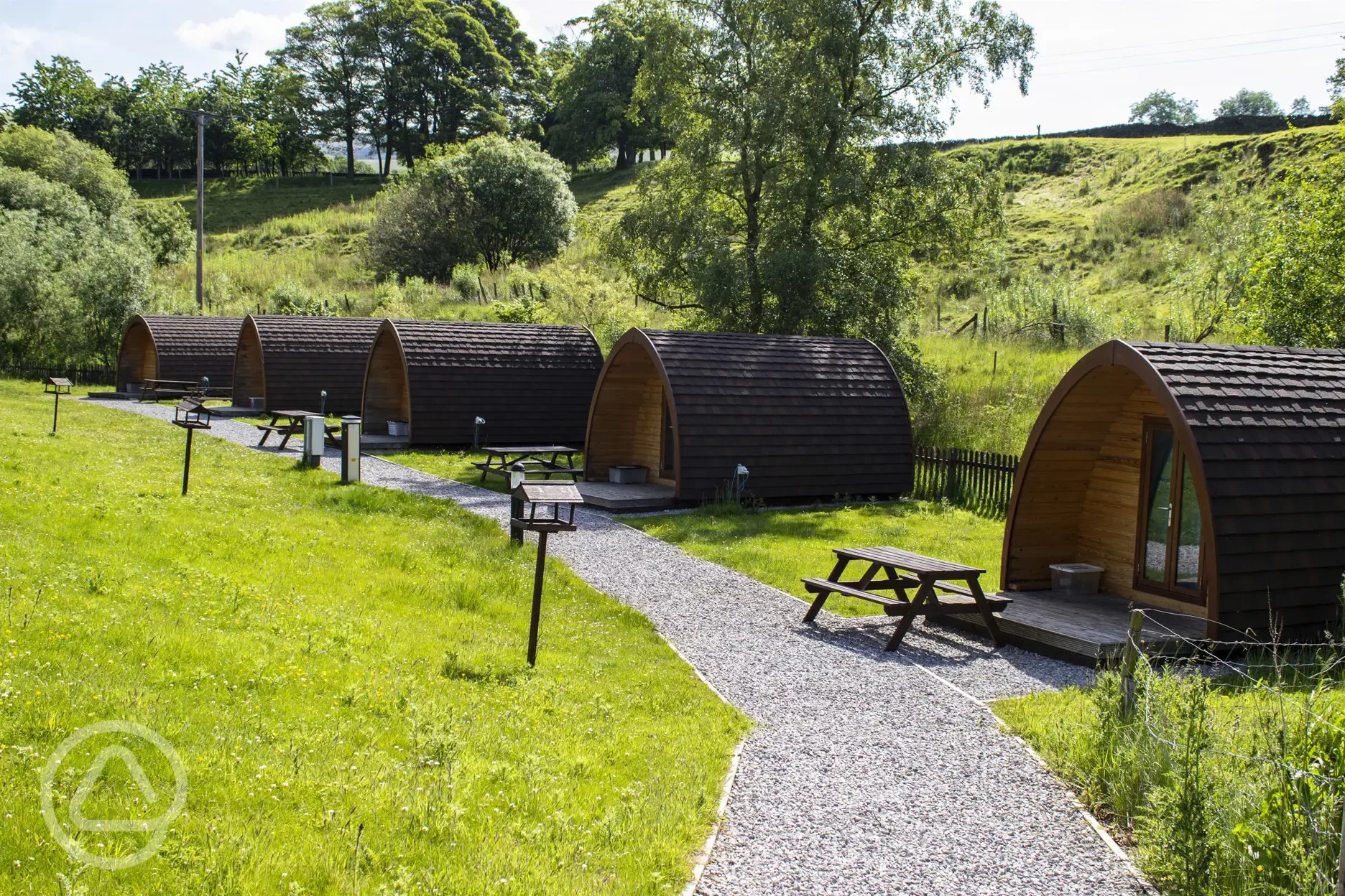 Camping pods at Hayfield