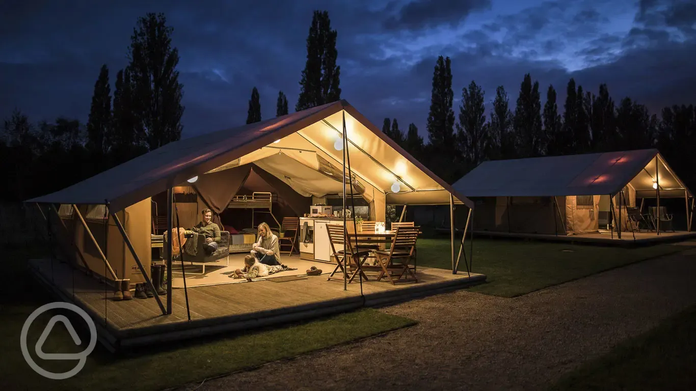 Ready camp safari tents at Minehead