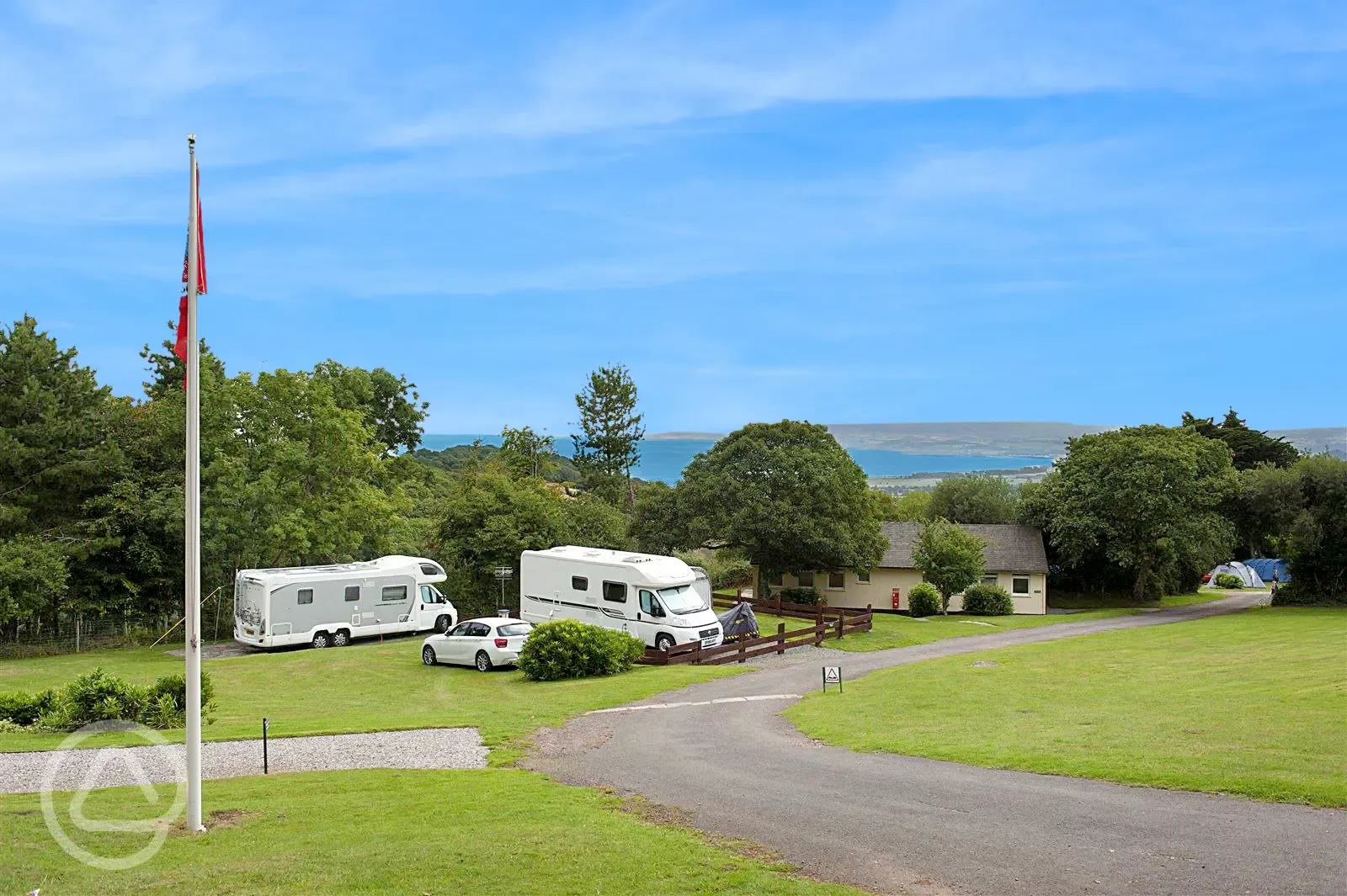Grass pitches by the sea