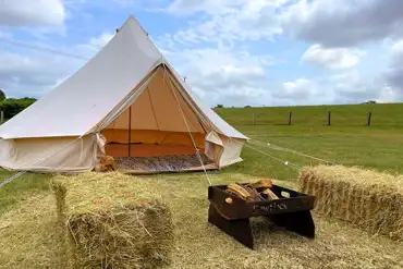Bell tent with a private fire pit
