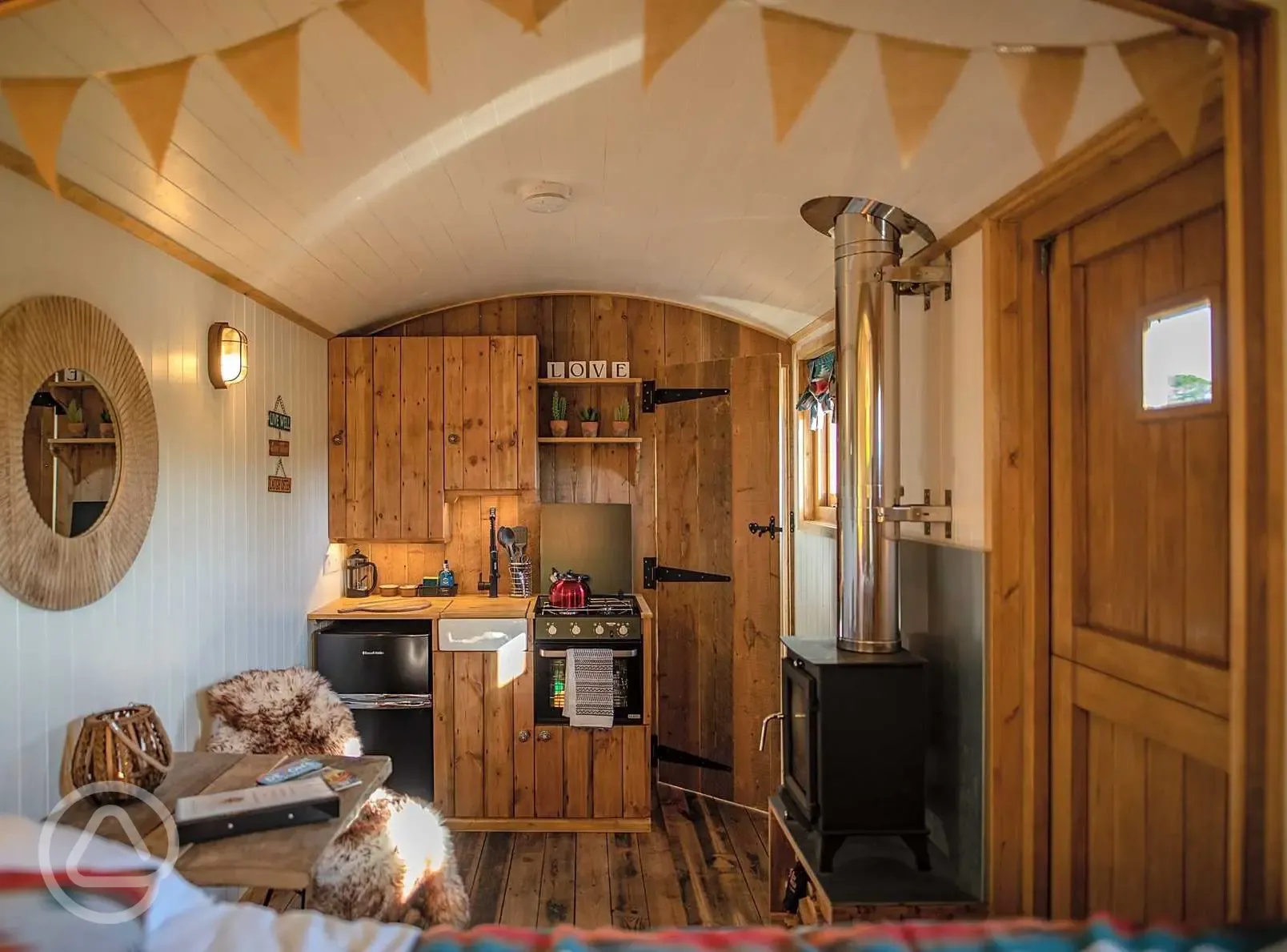 Shepherd's hut interior 