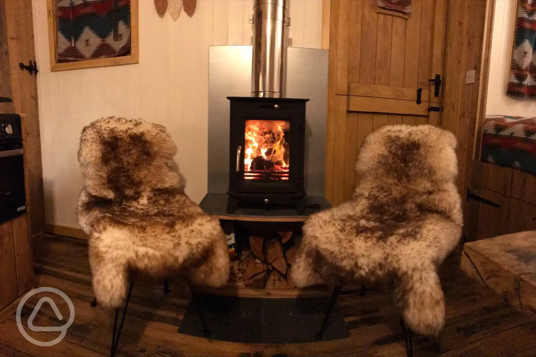 Shepherd's hut log burner 