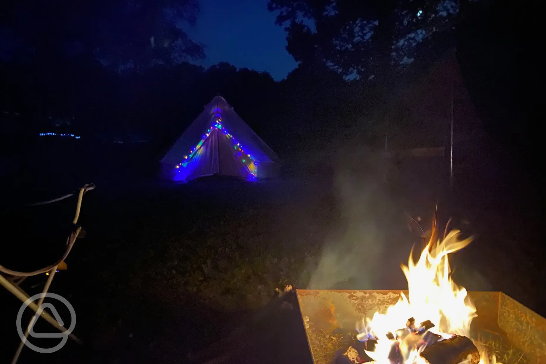 Bell tent campfire
