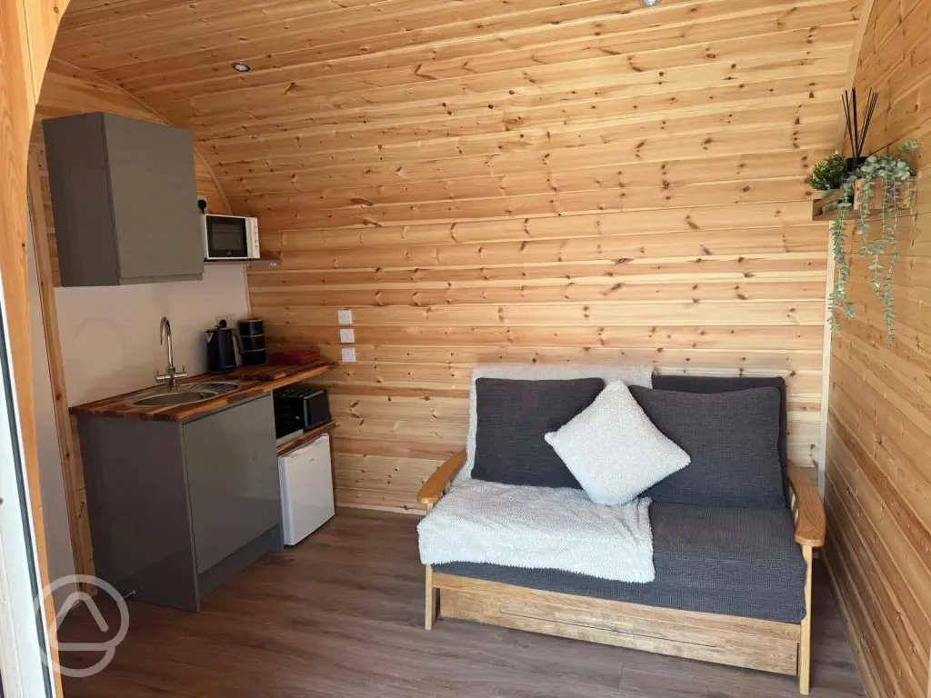 Ensuite glamping pod interior