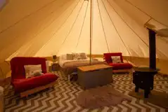 Ensuite bell tent interior