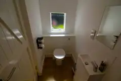 Bell tent with an ensuite toilet, shower, and handwashing sink